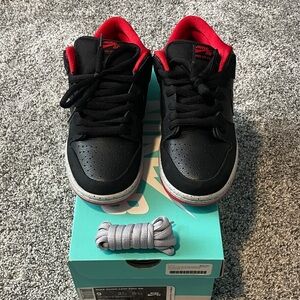 Nike Dunk Low Pro SB  Black and Red Sneakers